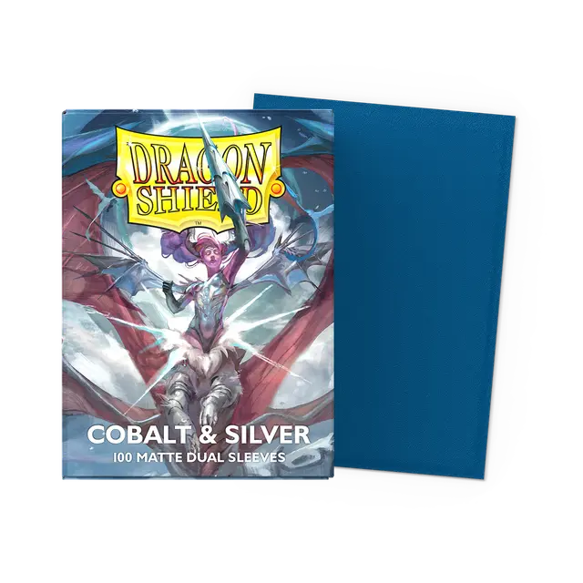Dragon Shield - Standard Matte Dual Sleeves Cobalt & Silver (100 Sleeves)