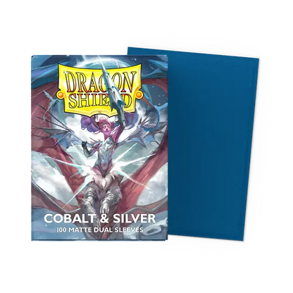 Dragon Shield - Standard Matte Dual Sleeves Cobalt & Silver (100 Sleeves)