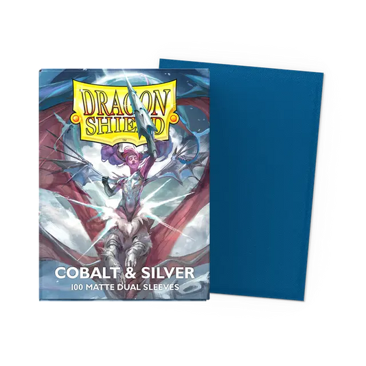 Dragon Shield - Standard Matte Dual Sleeves Cobalt & Silver (100 Sleeves)