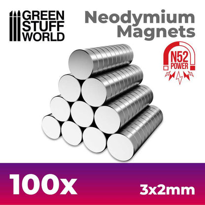 Green Stuff World - Neodymium Magnets 3x2mm - 100 units (N52)