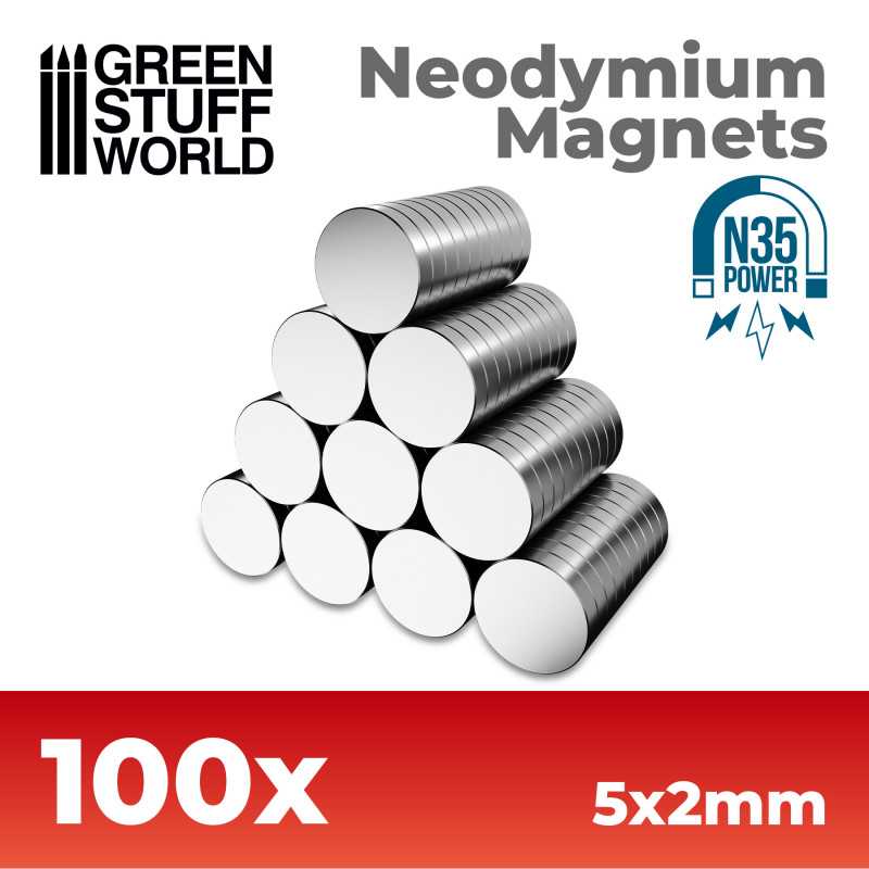 Green Stuff World - Neodymium Magnets 5x2mm - 100 units (N35)
