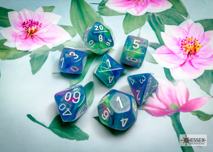Chessex Festive Polyhedral 7-Die Set - Waterlily w/white