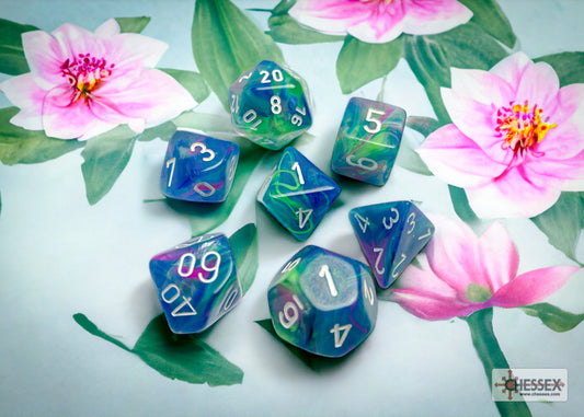 Chessex Festive Polyhedral 7-Die Set - Waterlily w/white