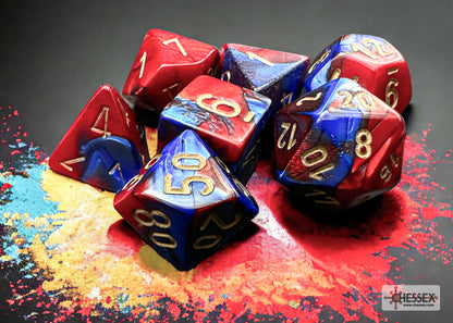 Chessex Gemini Polyhedral 7-Die Set - Blue-Red w/gold