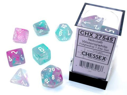 Chessex 7 Die Sets - Nebula TM Wisteria/white Luminary 7-Die Set