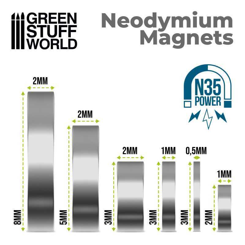 Green Stuff World - Neodymium Magnets 5x2mm - 100 units (N35)