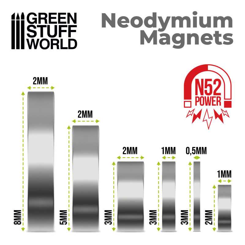 Green Stuff World - Neodymium Magnets 5x2mm - 100 units (N52)