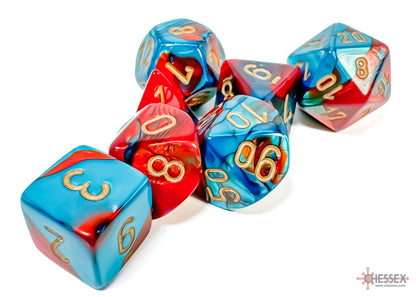 Chessex Gemini Polyhedral 7-Die Set - Red-Teal with gold