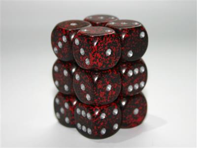 Chessex Speckled 16mm d6 with pips Dice Blocks (12 Dice) - Silver Volcano