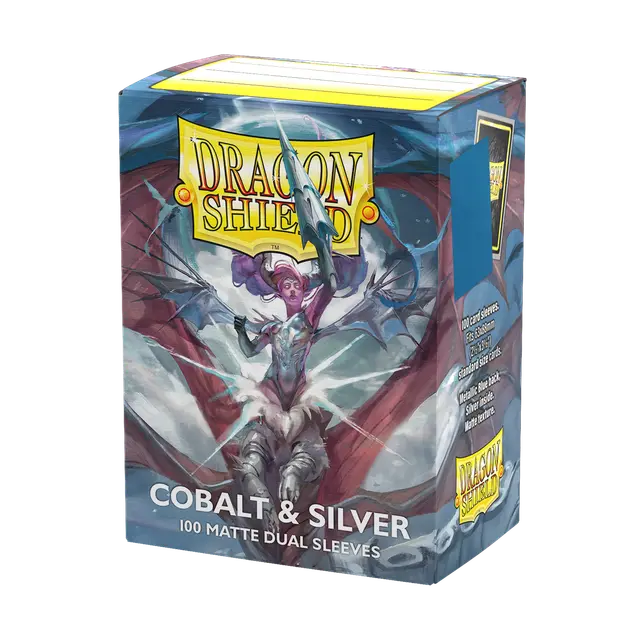 Dragon Shield - Standard Matte Dual Sleeves Cobalt & Silver (100 Sleeves)