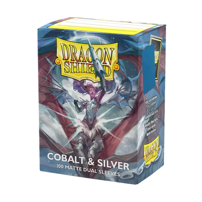 Dragon Shield - Standard Matte Dual Sleeves Cobalt & Silver (100 Sleeves)