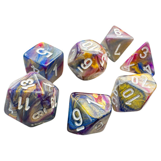 Chessex Festive Mini-Polyhedral Carousel/white 7-Die Set