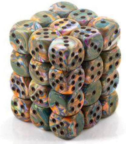 Chessex Signature 12mm d6 with pips Dice Blocks (36 Dice) - Festive Vibrant w/brown