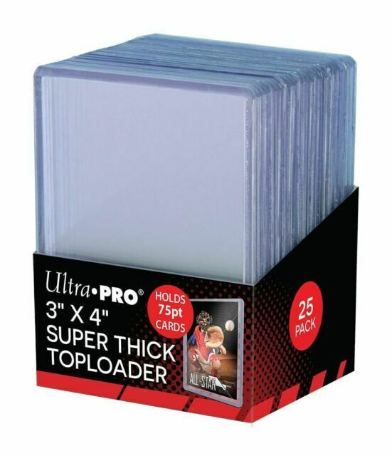 UP - 3" x 4" Thick 75PT Toploader (25 Pieces)