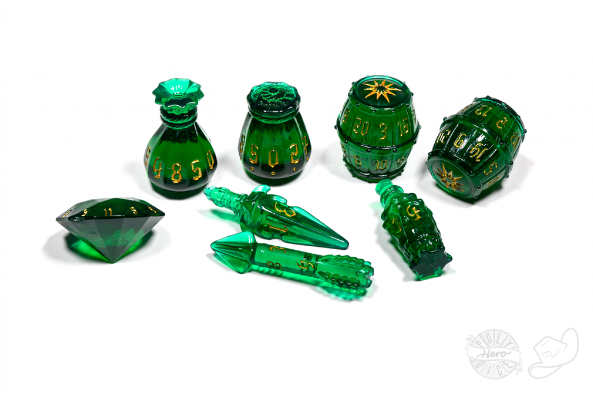 D&D - PolyHero Rogue 8 Dice Set Emerald Emissary