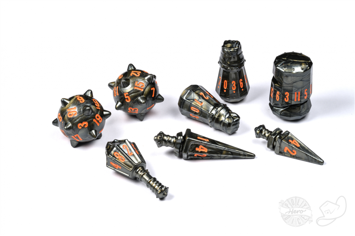 D&D - PolyHero Warrior 8 Dice Set Steel Grey