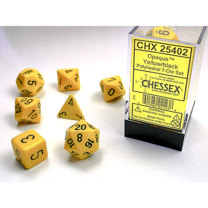 Chessex Opaque Polyhedral 7-Die Sets - Yellow w/black