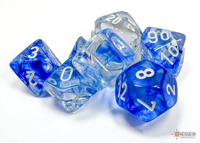 Chessex Nebula 7-Die Set - Dark Blue w/white