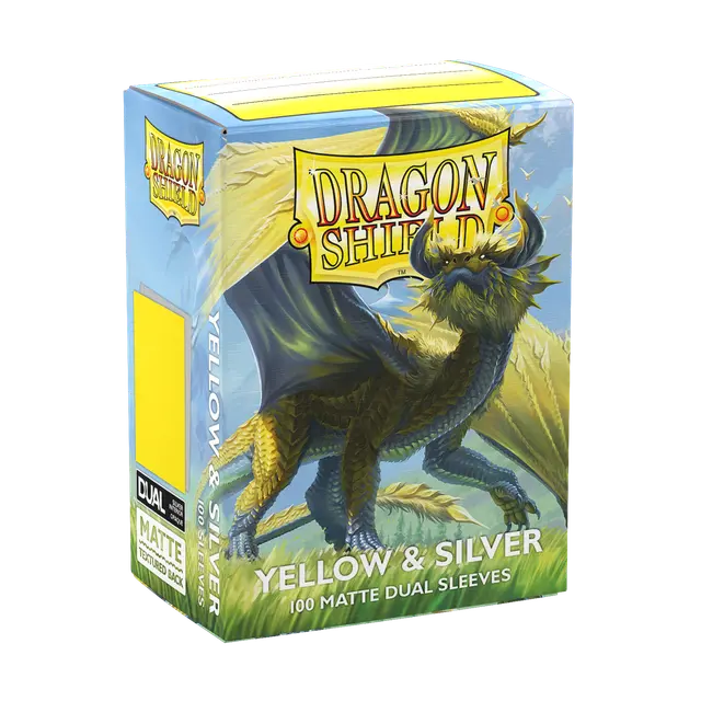 Dragon Shield - Standard size Sleeves - Matte Dual - Yellow & Silver (100 Sleeves)