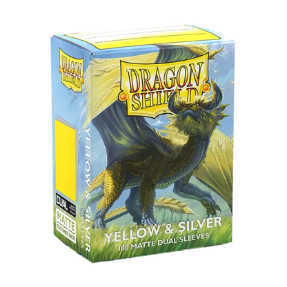Dragon Shield - Standard size Sleeves - Matte Dual - Yellow & Silver (100 Sleeves)