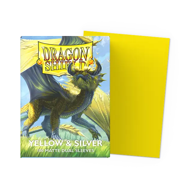 Dragon Shield - Standard size Sleeves - Matte Dual - Yellow & Silver (100 Sleeves)