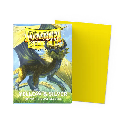 Dragon Shield - Standard size Sleeves - Matte Dual - Yellow & Silver (100 Sleeves)
