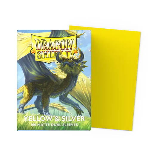 Dragon Shield - Standard size Sleeves - Matte Dual - Yellow & Silver (100 Sleeves)