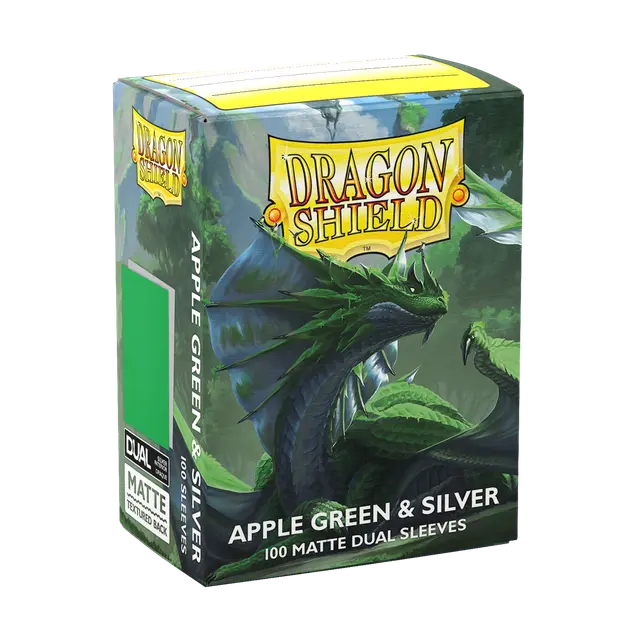 Dragon Shield - Standard size Sleeves - Matte Dual - Apple Green & Silver (100 Sleeves)