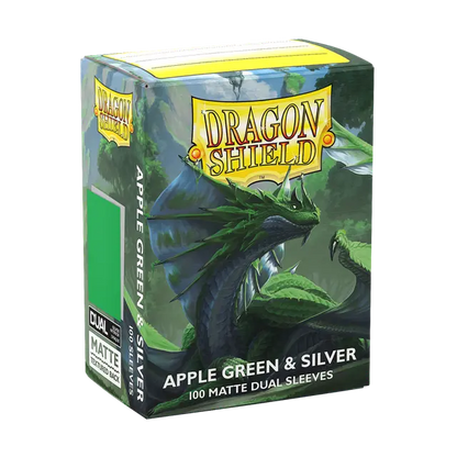 Dragon Shield - Standard size Sleeves - Matte Dual - Apple Green & Silver (100 Sleeves)
