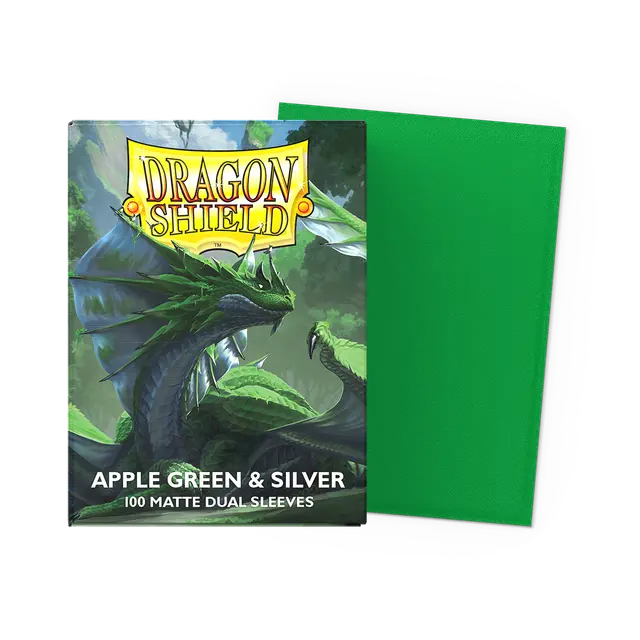 Dragon Shield - Standard size Sleeves - Matte Dual - Apple Green & Silver (100 Sleeves)