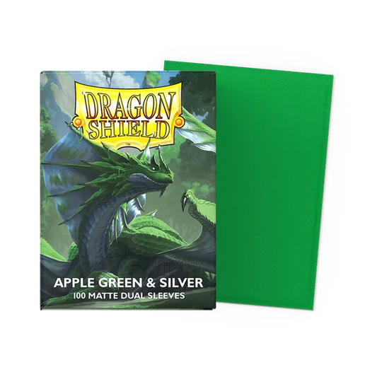 Dragon Shield - Standard size Sleeves - Matte Dual - Apple Green & Silver (100 Sleeves)