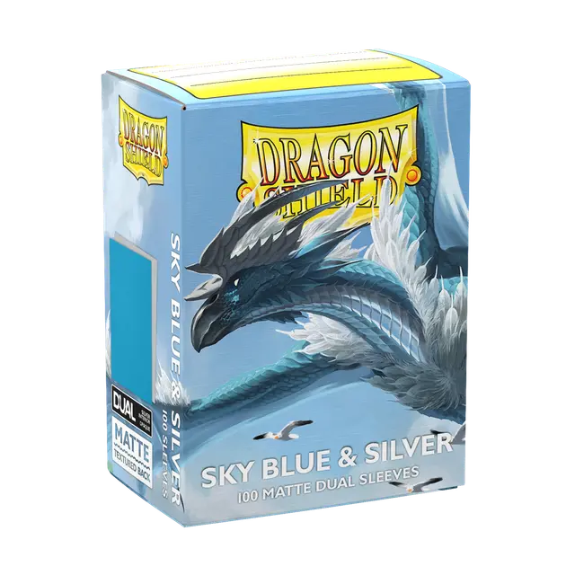 Dragon Shield- Standard size  Sleeves - Matte Dual - Sky Blue & Silver (100 Sleeves)