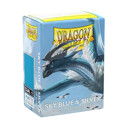Dragon Shield- Standard size  Sleeves - Matte Dual - Sky Blue & Silver (100 Sleeves)