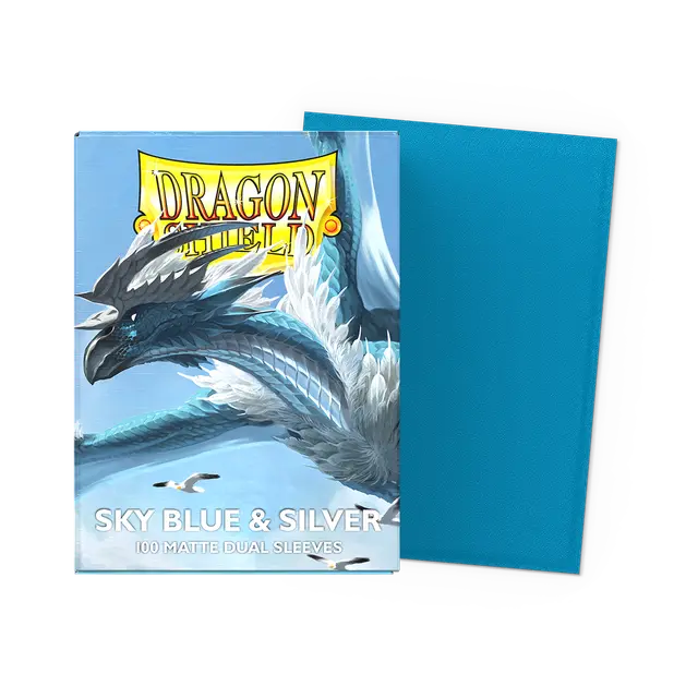 Dragon Shield- Standard size  Sleeves - Matte Dual - Sky Blue & Silver (100 Sleeves)