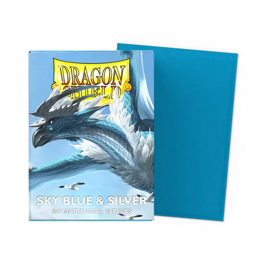 Dragon Shield- Standard size  Sleeves - Matte Dual - Sky Blue & Silver (100 Sleeves)