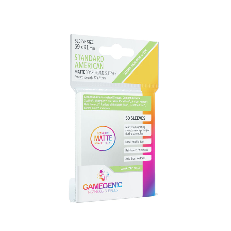 Gamegenic - Standard American-Sized Boardgame Sleeves 59 x 91 mm - Clear (50 Sleeves)