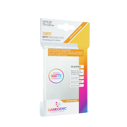 Gamegenic - Tarot-Sized Matte Sleeves 73 x 122 mm - Clear (50 Sleeves)