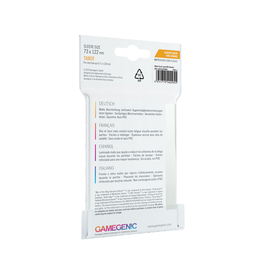 Gamegenic - Tarot-Sized Matte Sleeves 73 x 122 mm - Clear (50 Sleeves)