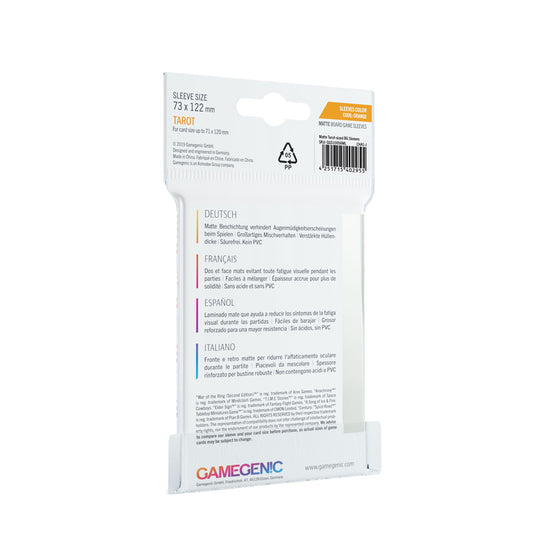 Gamegenic - Tarot-Sized Matte Sleeves 73 x 122 mm - Clear (50 Sleeves)