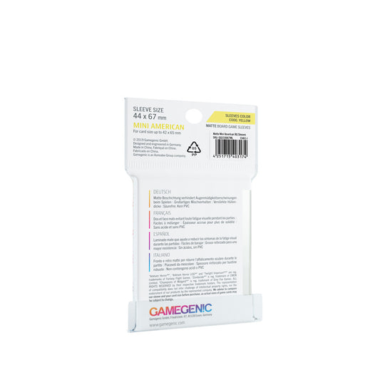 Gamegenic - Mini American-Sized Matte Boardgame Sleeves 44 x 67 mm - Clear (50 Sleeves)