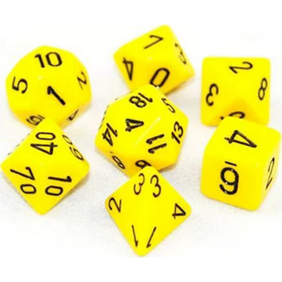 Chessex Opaque Polyhedral 7-Die Sets - Yellow w/black