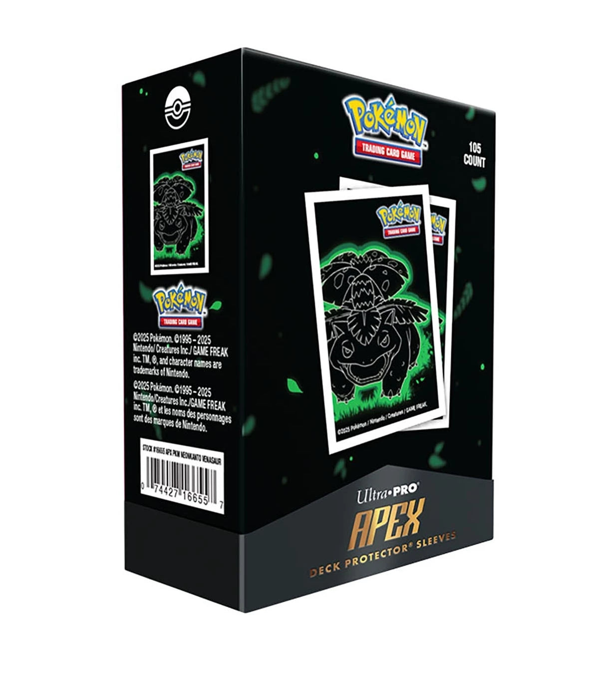 UP - Neon Kanto 105ct APEX Deck Protector Sleeves Venusaur for Pokémon