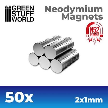 Green Stuff World - Neodymium Magnets 2x1mm - 50 units (N52) - GSW