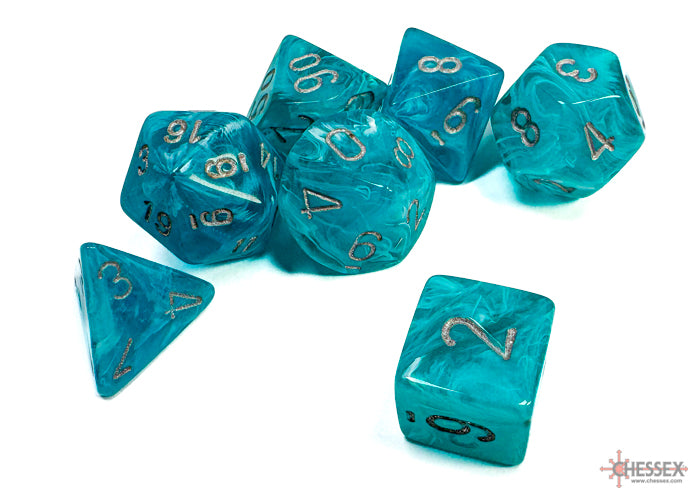 Chessex Cirrus 7-Die Set - Aqua w/silver