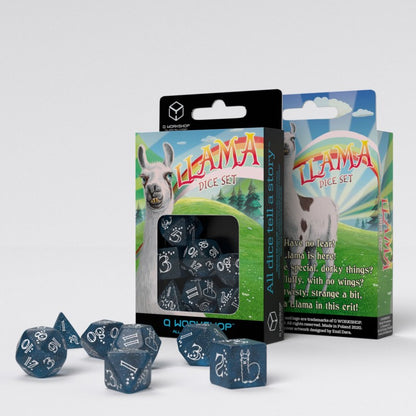 D&D - Shimmering Llama Dice Set (Glittering dark blue & white)