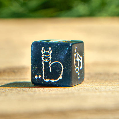 D&D - Shimmering Llama Dice Set (Glittering dark blue & white)