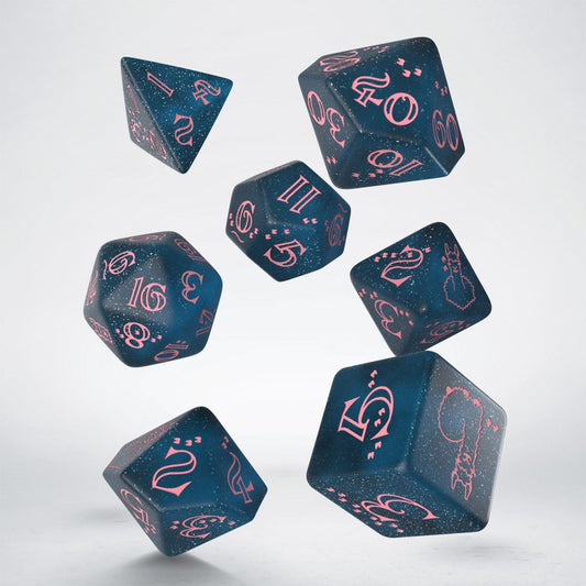 D&D - Sparkling Llama Dice Set (Glittering dark blue & pink)