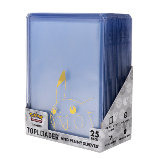 UP - Pikachu Toploader And Penny Sleeves Combo Pack For The Pokémon Trading Card Game (25 Pack)