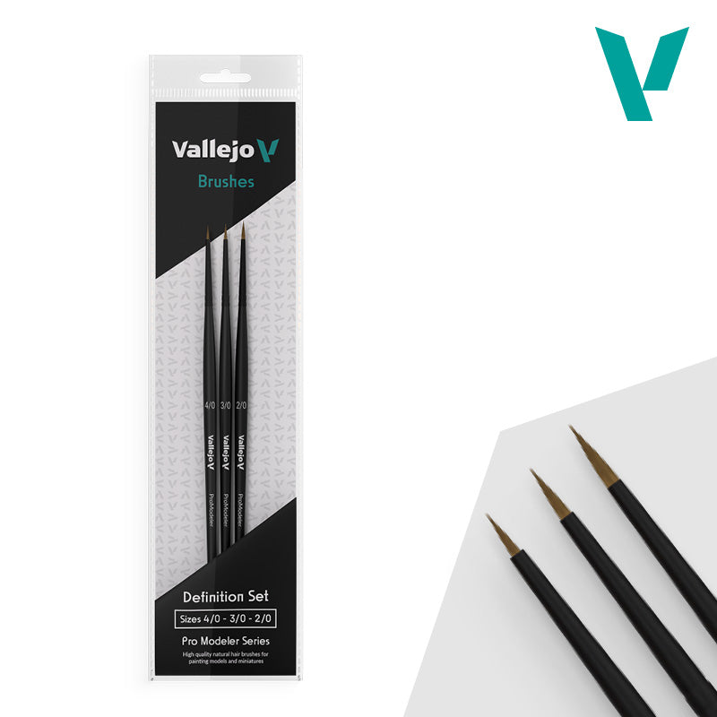 Vallejo - Brush Set / Pro Modeler - Design Set - Natural Hair (Sizes 0, 1 & 2)