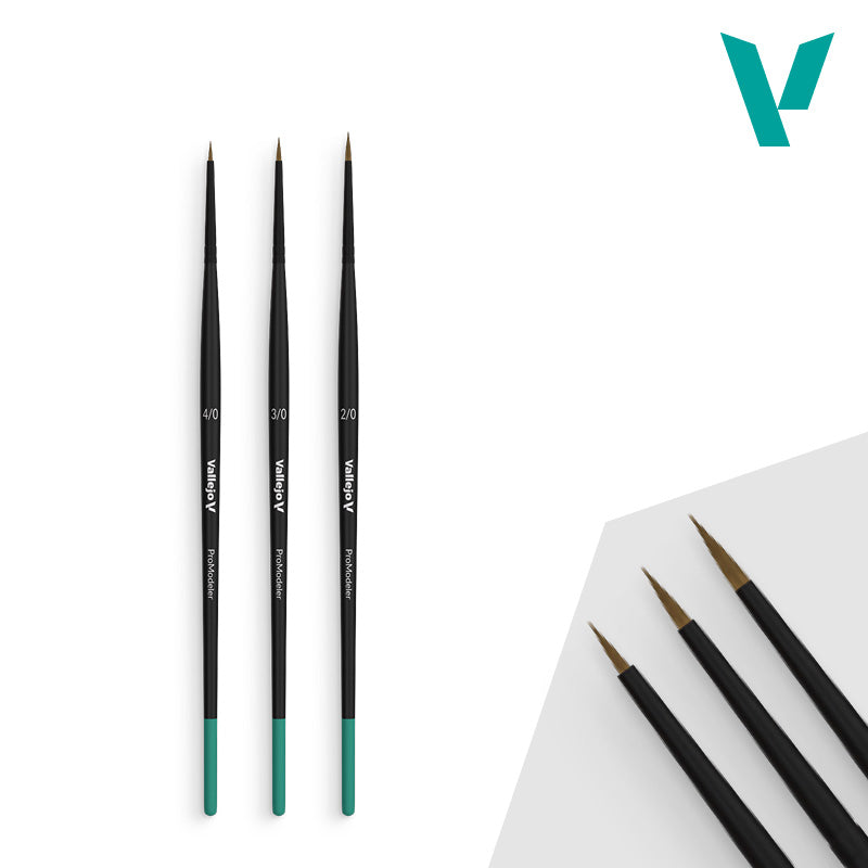 Vallejo - Brush Set / Pro Modeler - Design Set - Natural Hair (Sizes 0, 1 & 2)